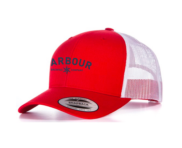 Red and white trucker hot sale hat